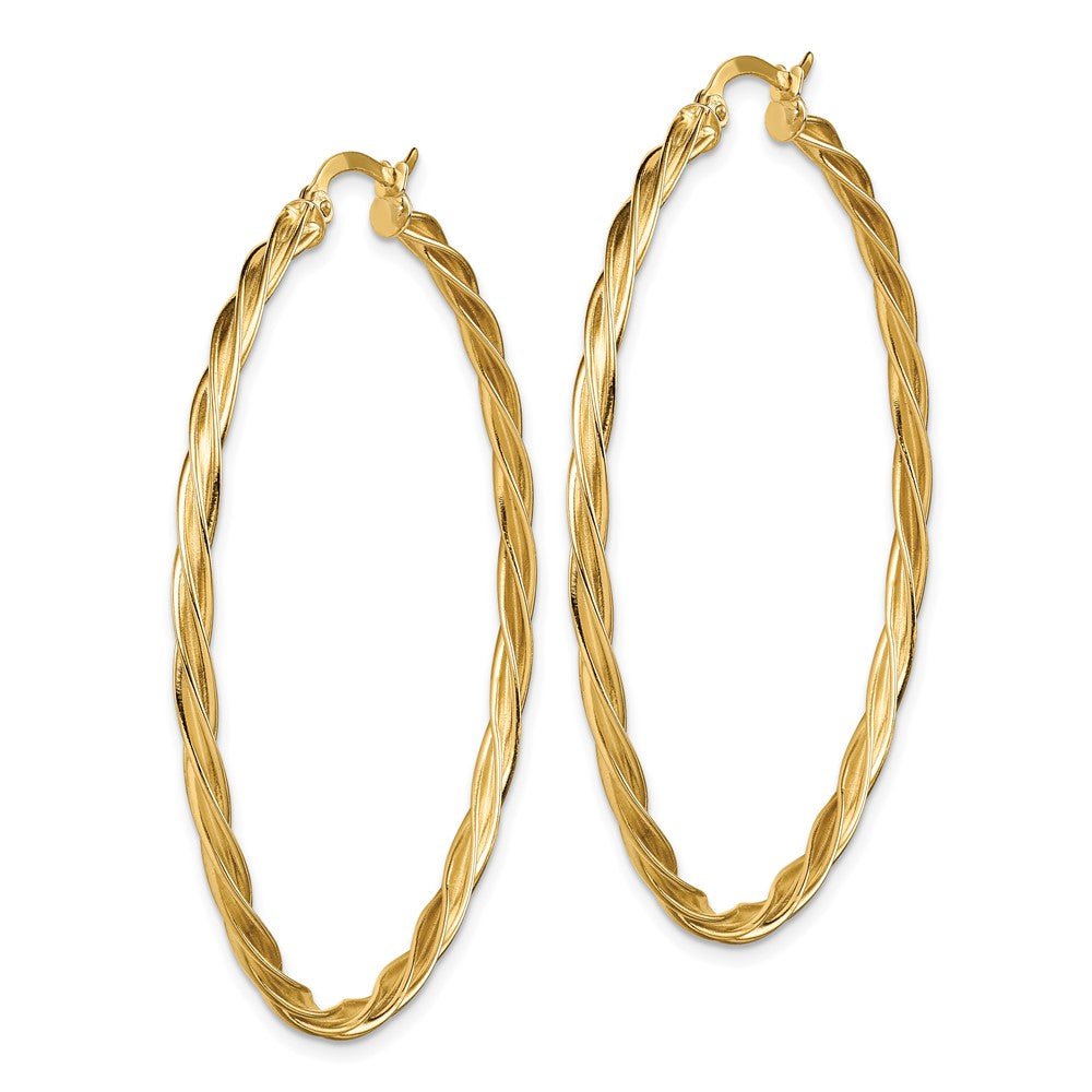14K Gelbgold Poliert 2.5mm Gedreht Creolen