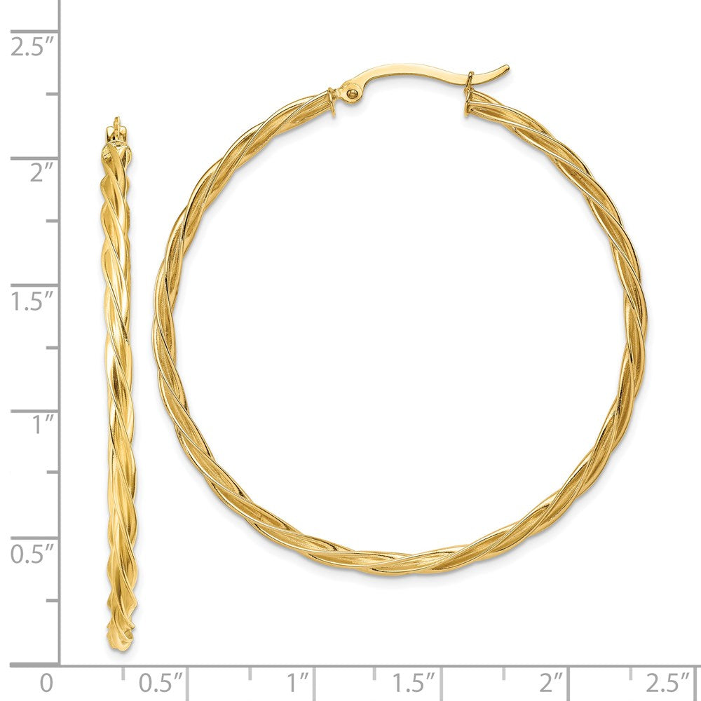 14K Gelbgold Poliert 2.5mm Gedreht Creolen