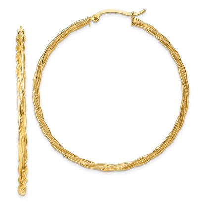 14K Gelbgold Poliert 2.5mm Gedreht Creolen
