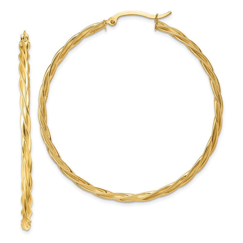 14K Gelbgold Poliert 2.5mm Gedreht Creolen