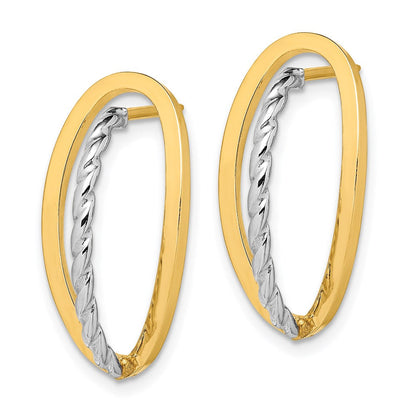 14K Bicolor Poliert & Gedreht Fantasie Ohrstecker
