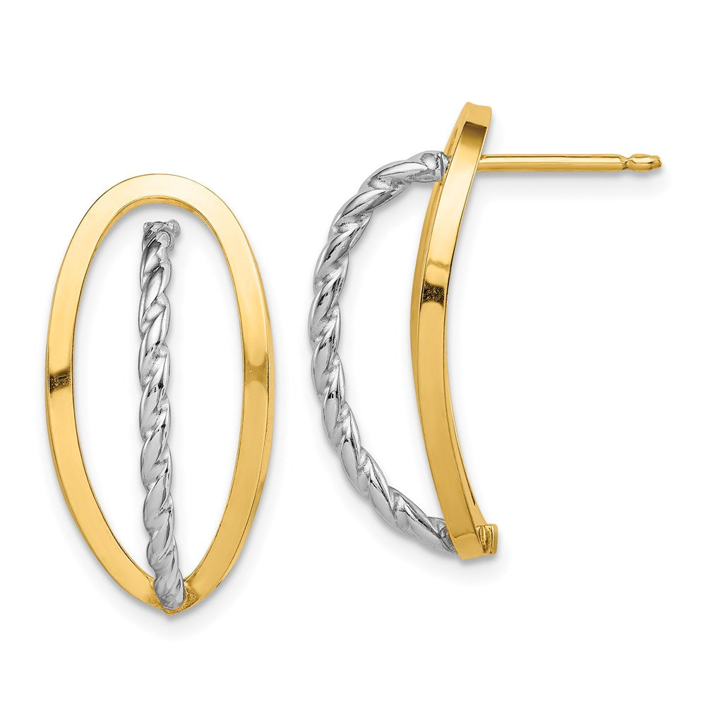 14K Bicolor Poliert & Gedreht Fantasie Ohrstecker