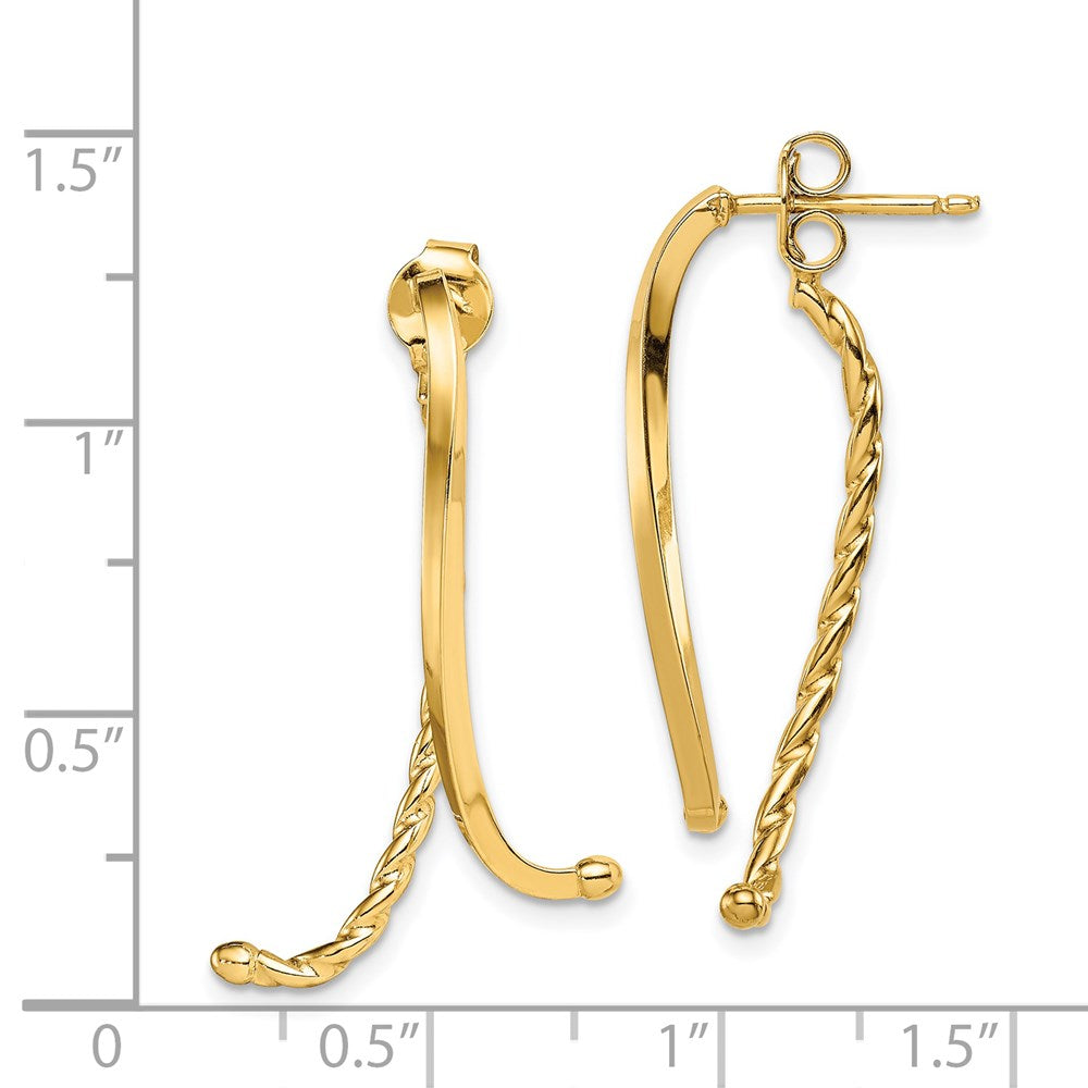 14K Gelbgold Poliert & Gedreht Vorderseite Rückseite Ohrstecker