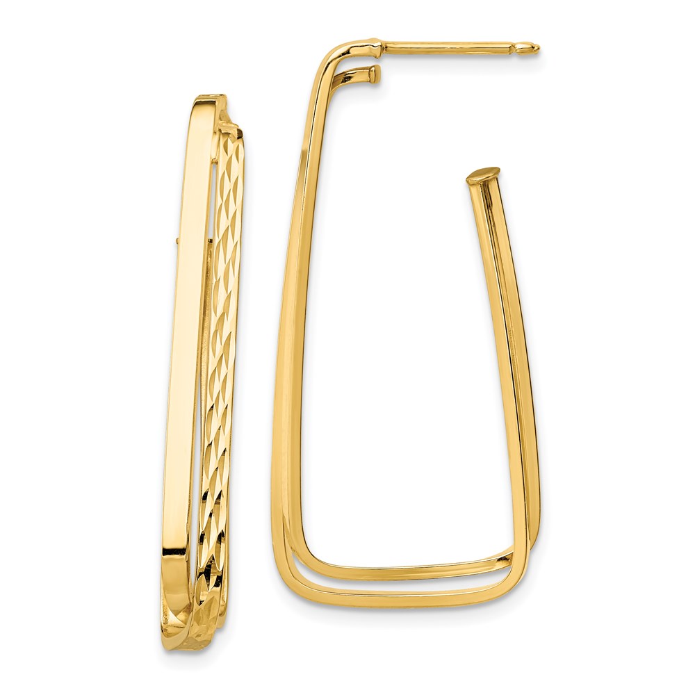14K Gelbgold Poliert & Diamantiert Fantasie Ohrstecker