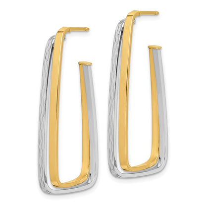 14K Bicolor Poliert & Diamantiert Fantasie Ohrstecker