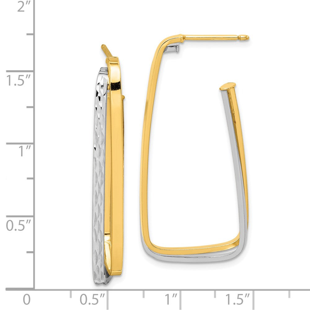 14K Bicolor Poliert & Diamantiert Fantasie Ohrstecker