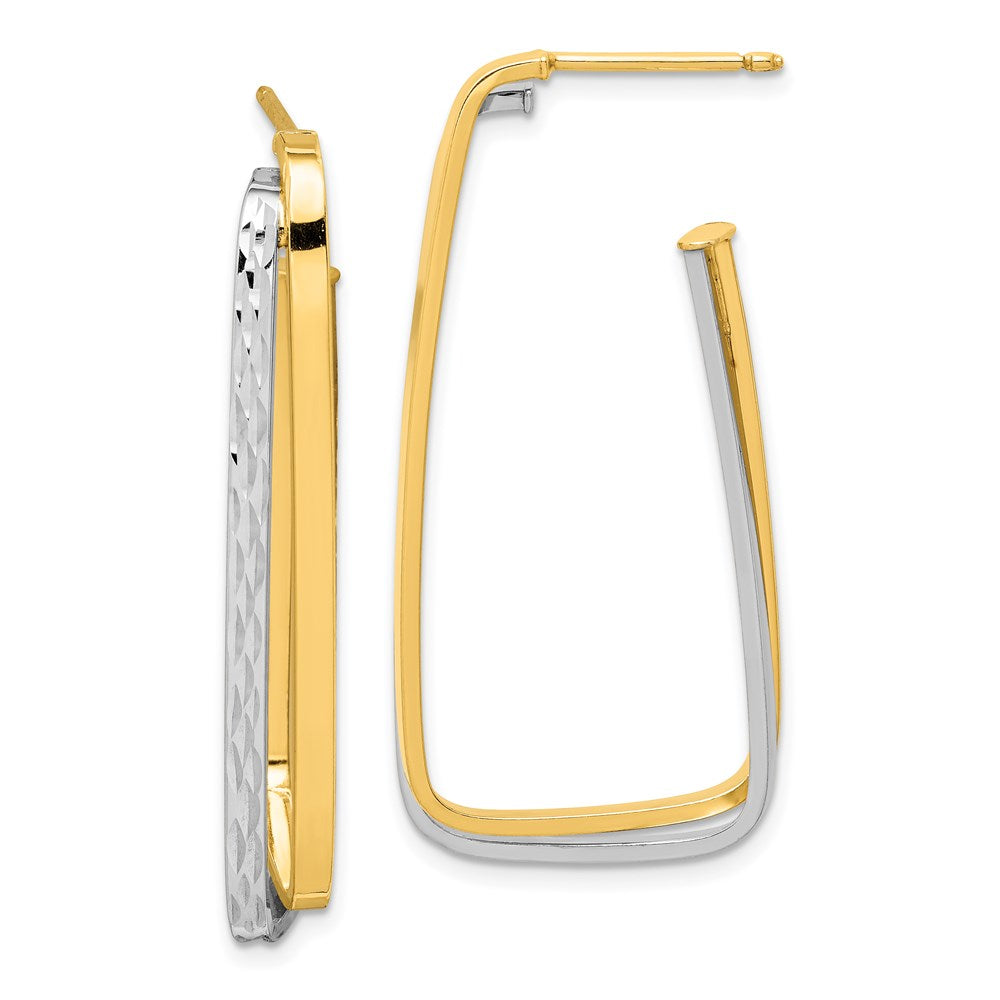 14K Bicolor Poliert & Diamantiert Fantasie Ohrstecker
