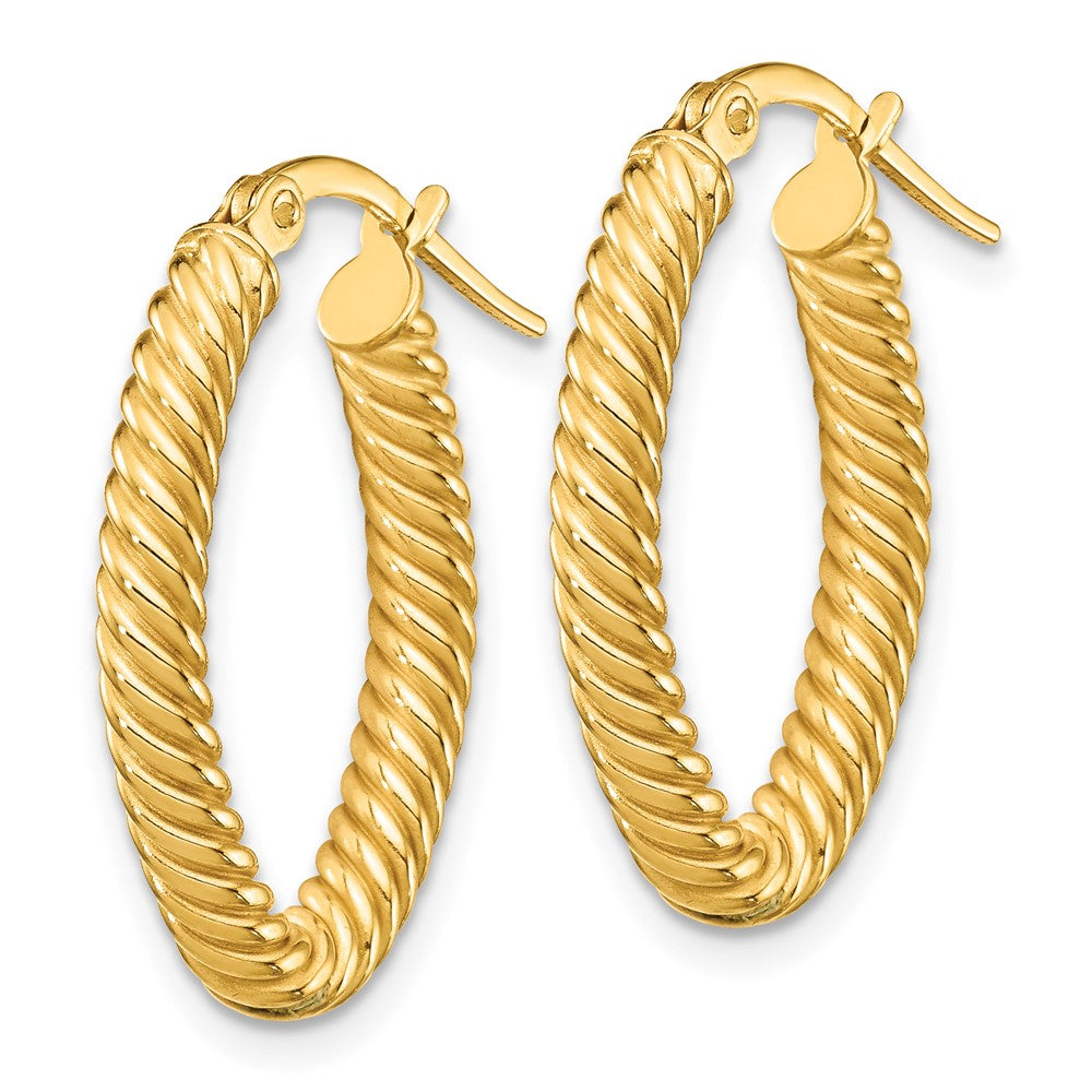 14K Gelbgold Klein 3mm Strukturiert Oval Creolen