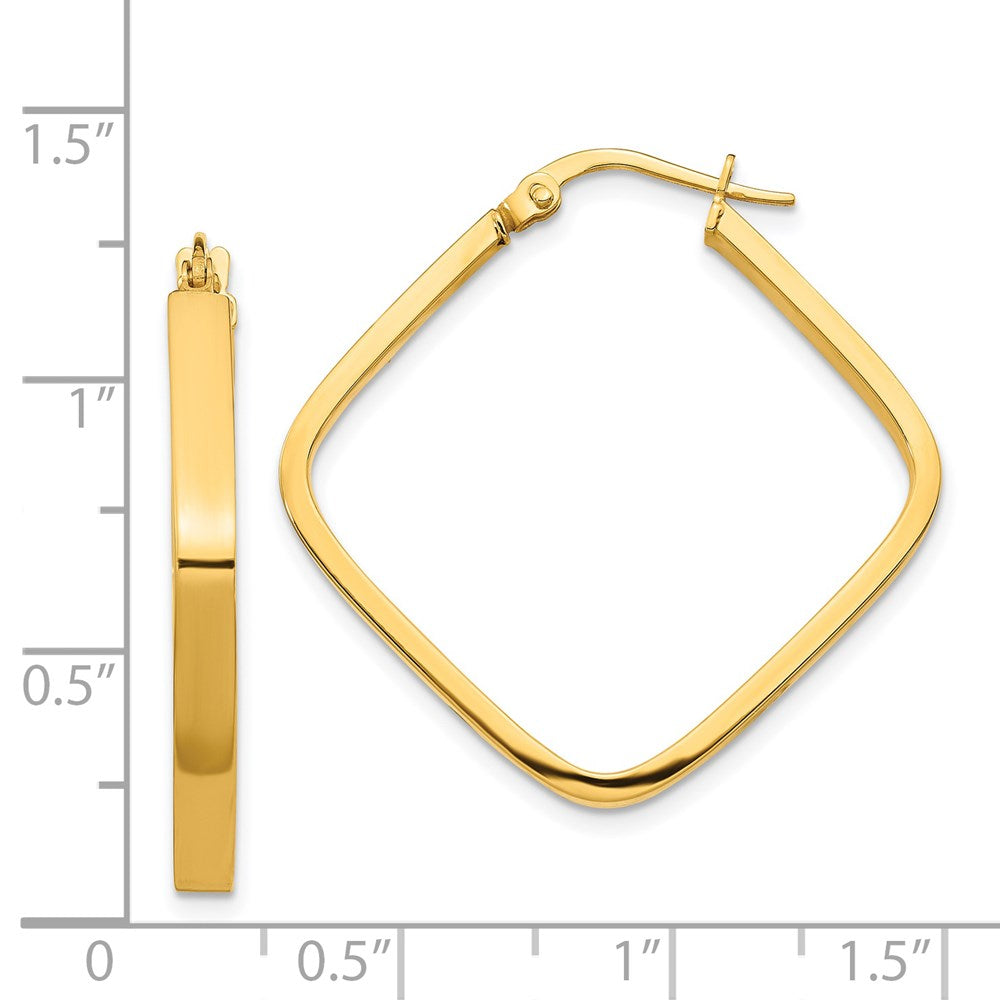 14K Gelbgold 2x2mm Quadratisch Creolen