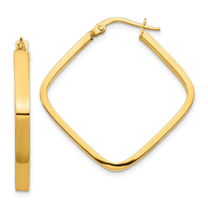 14K Gelbgold 2x2mm Quadratisch Creolen