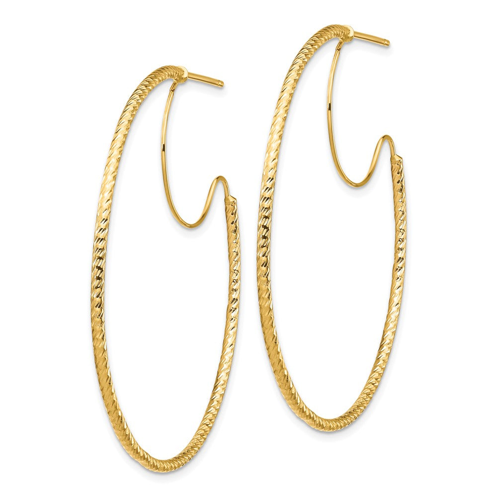 14K Gelbgold 1.5x45mm Diamantiert mit Poliert Draht Creolen