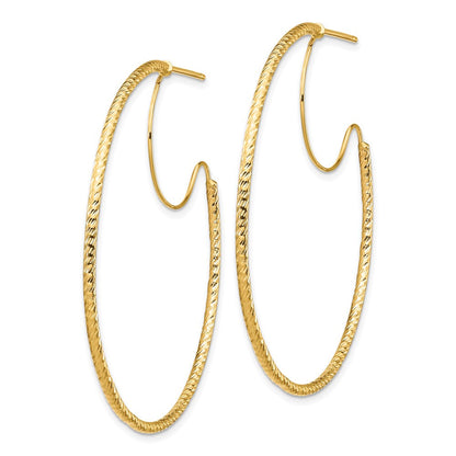 14K Gelbgold 1.5x45mm Diamantiert mit Poliert Draht Creolen