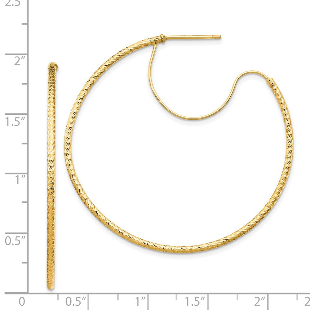 14K Gelbgold 1.5x45mm Diamantiert mit Poliert Draht Creolen