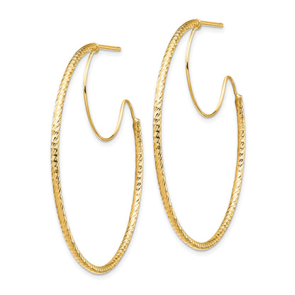 14K Gelbgold 1.5x40mm Diamantiert mit Poliert Draht Creolen