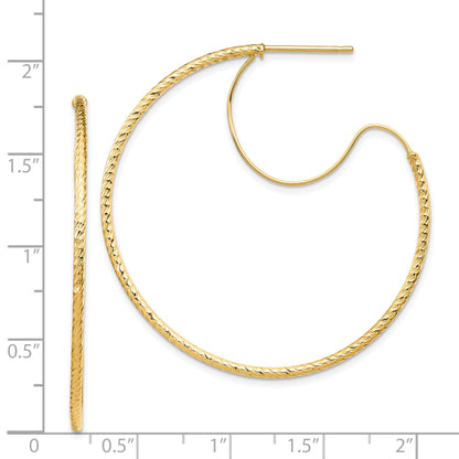 14K Gelbgold 1.5x40mm Diamantiert mit Poliert Draht Creolen