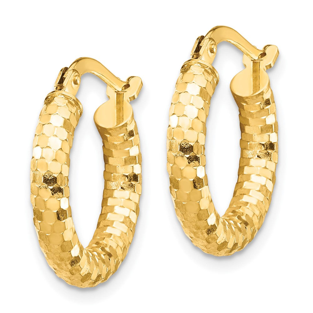 14K Gelbgold 3x10mm Diamantiert Creolen