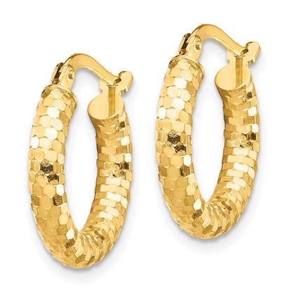 14K Gelbgold 3x10mm Diamantiert Creolen