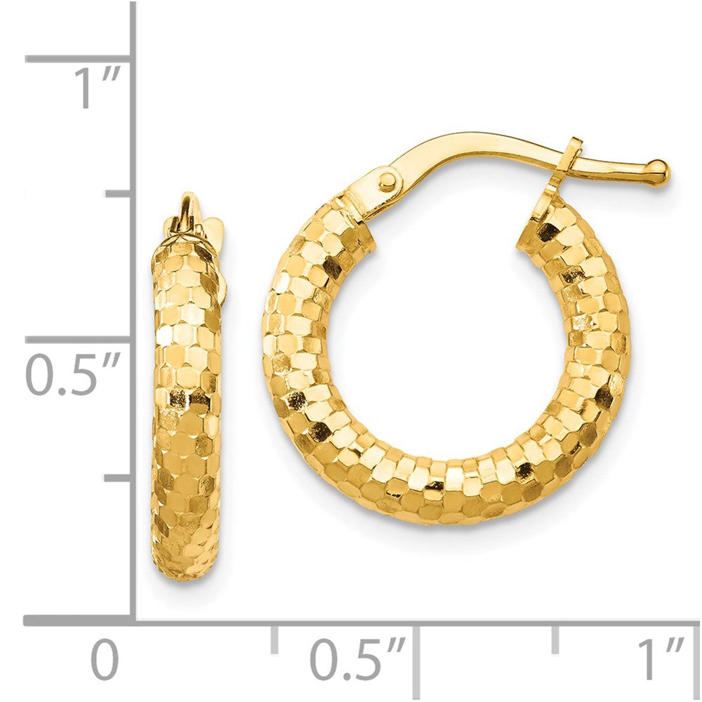 14K Gelbgold 3x10mm Diamantiert Creolen