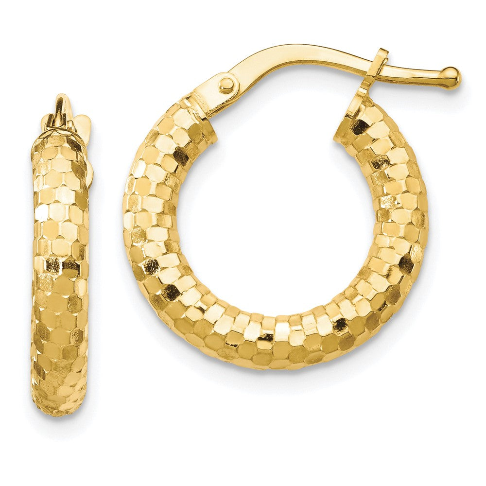 14K Gelbgold 3x10mm Diamantiert Creolen