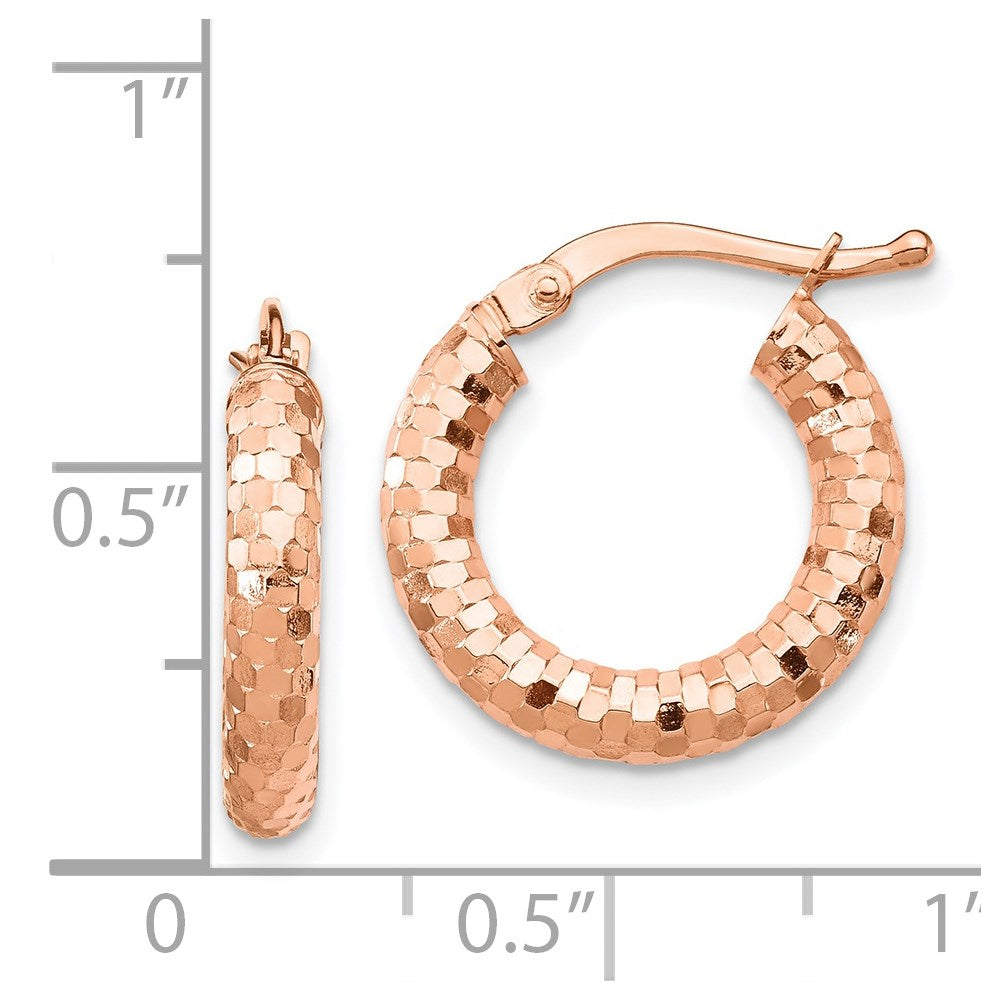 14K Roségold 3x10mm Diamantiert Creolen