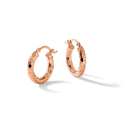 14K Roségold 3x10mm Diamantiert Creolen
