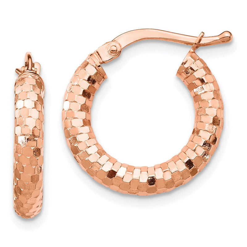 14K Roségold 3x10mm Diamantiert Creolen