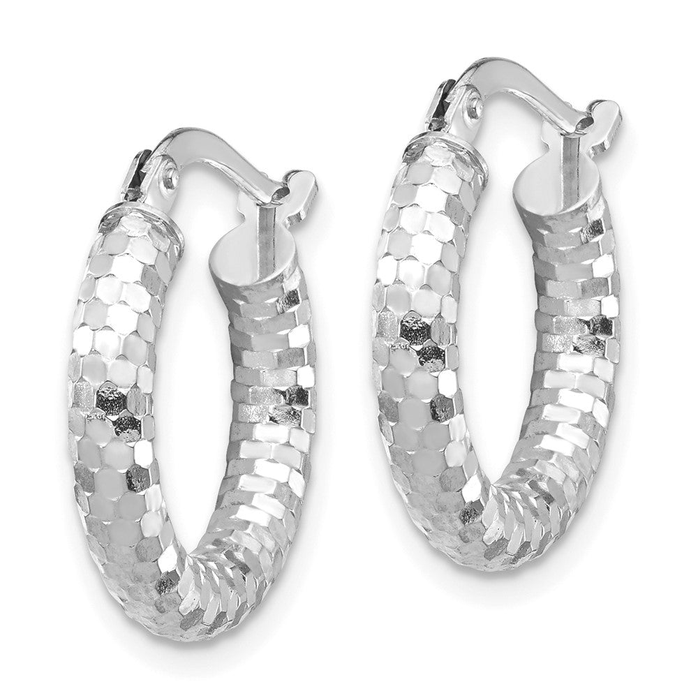 14K Weißgold 3x10mm Diamantiert Creolen