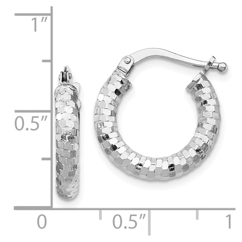 14K Weißgold 3x10mm Diamantiert Creolen