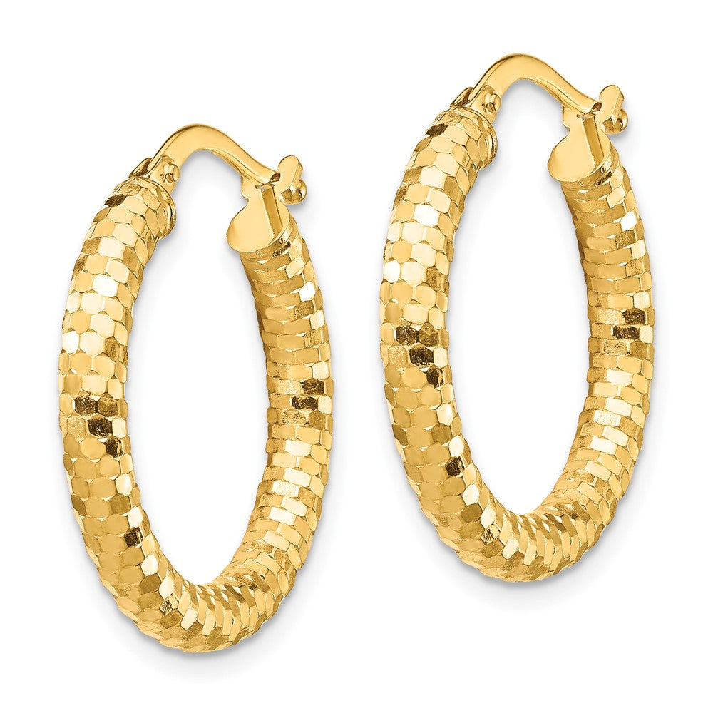 14K Gelbgold 3x22mm Diamantiert Creolen