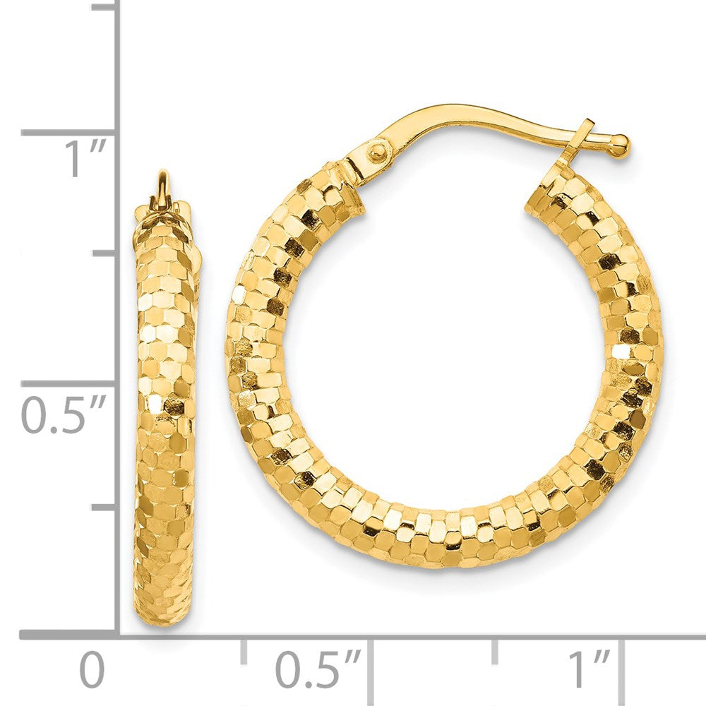 14K Gelbgold 3x22mm Diamantiert Creolen