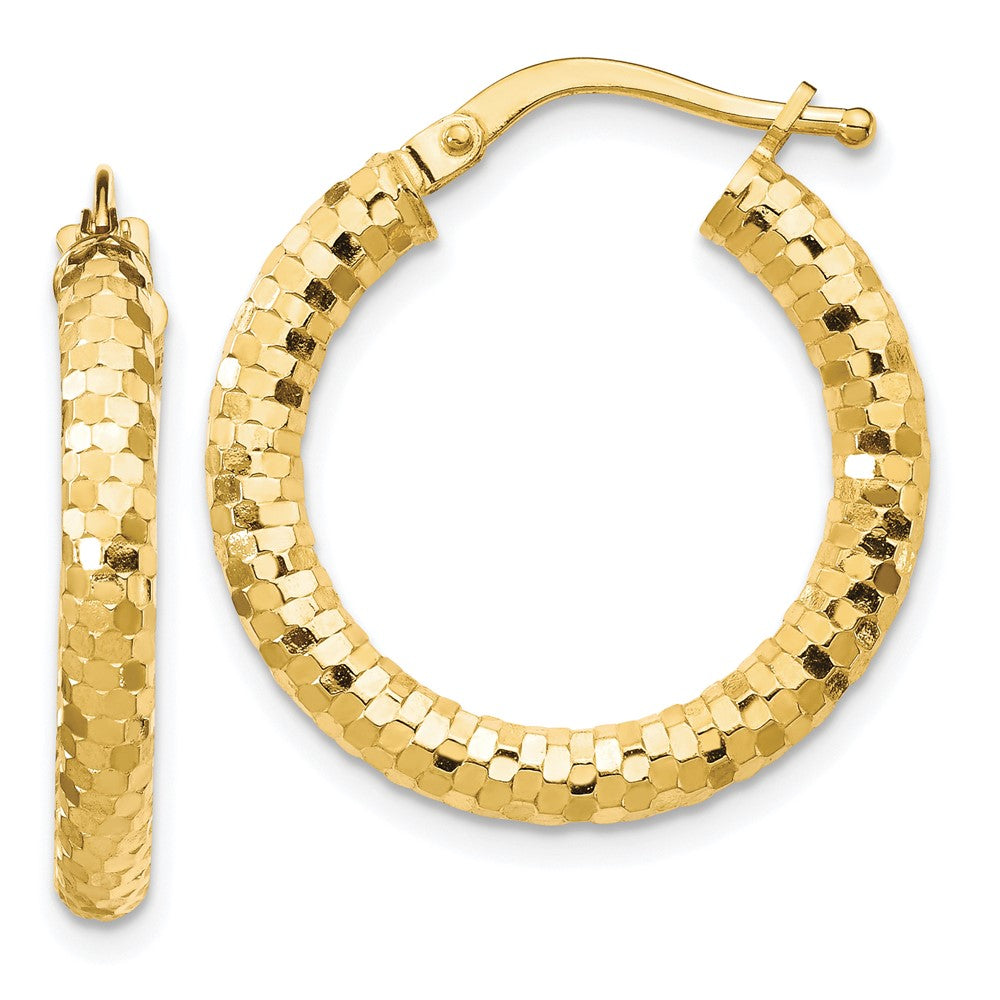 14K Gelbgold 3x22mm Diamantiert Creolen