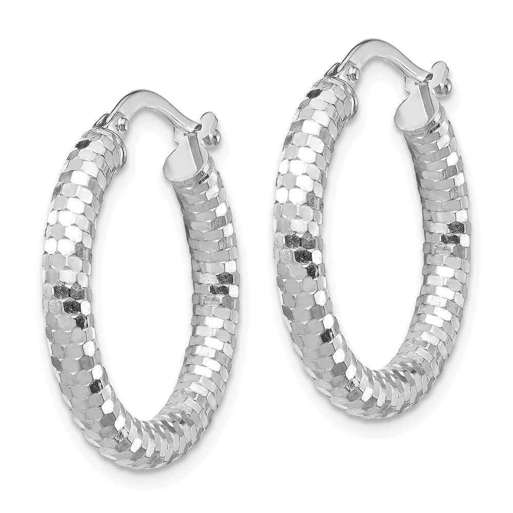 14K Weißgold 3x22mm Diamantiert Creolen