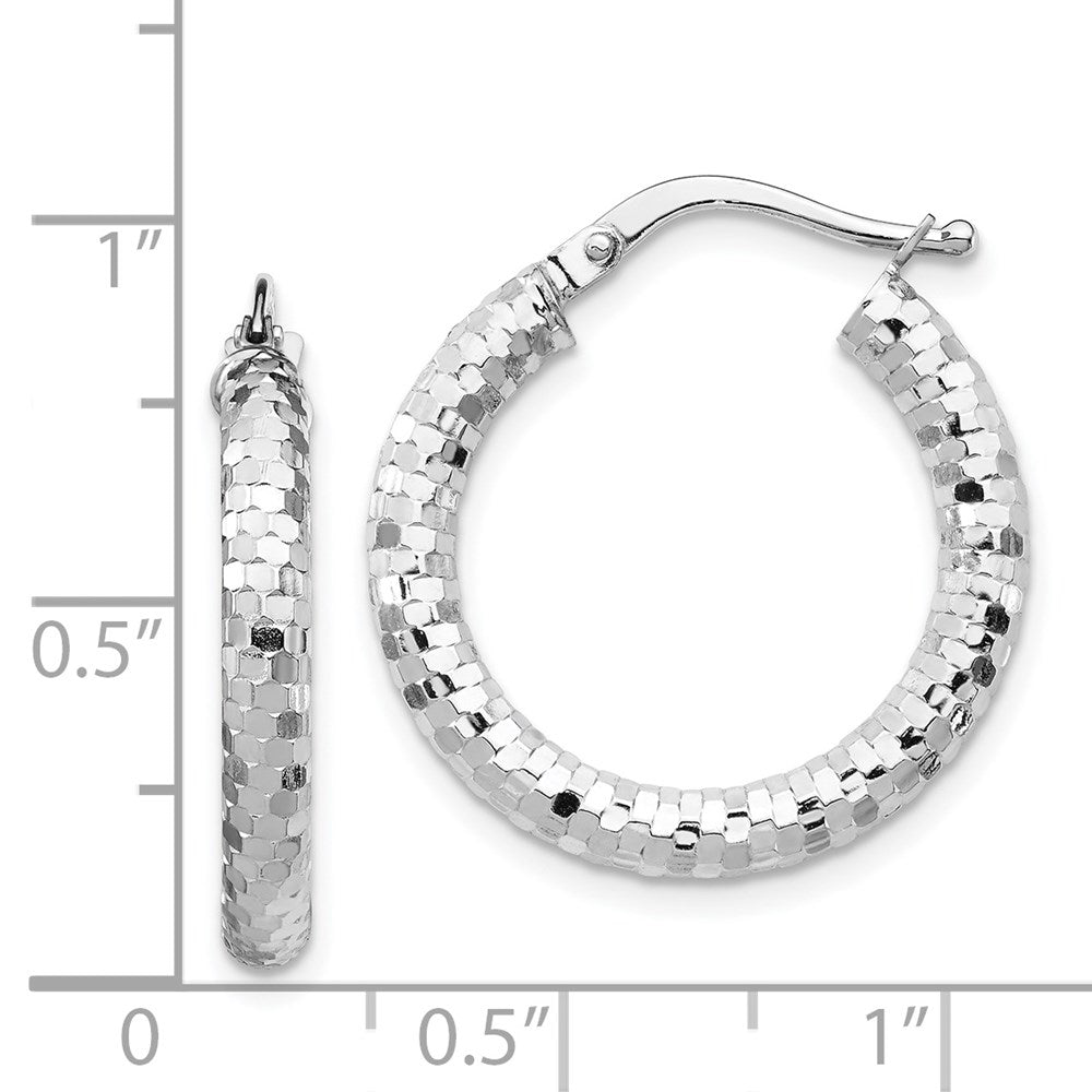 14K Weißgold 3x22mm Diamantiert Creolen