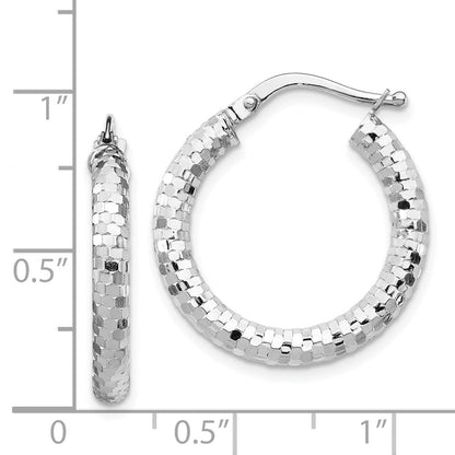 14K Weißgold 3x22mm Diamantiert Creolen