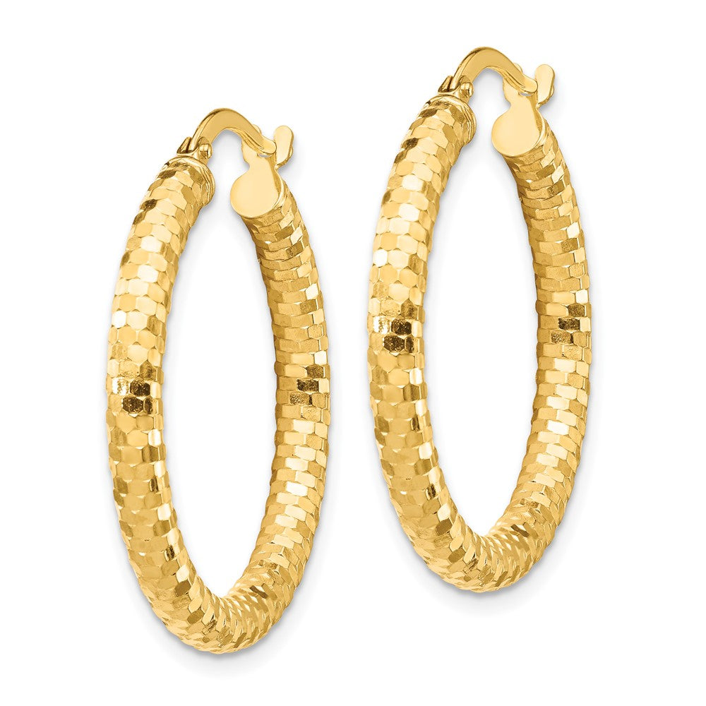 14K Gelbgold 3x27mm Diamantiert Creolen