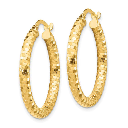 14K Gelbgold 3x27mm Diamantiert Creolen
