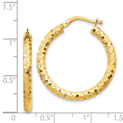 14K Gelbgold 3x27mm Diamantiert Creolen