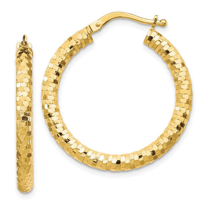 14K Gelbgold 3x27mm Diamantiert Creolen