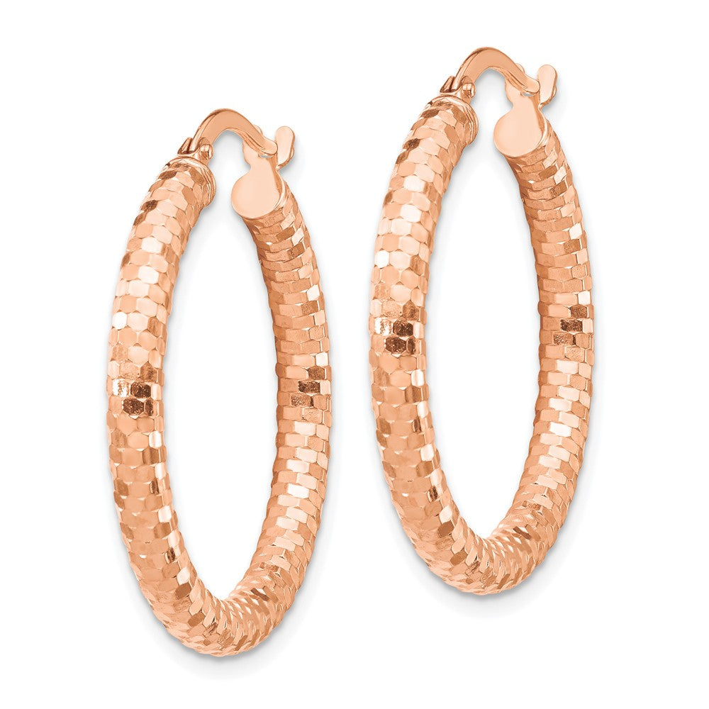 14K Roségold 3x27mm Diamantiert Creolen