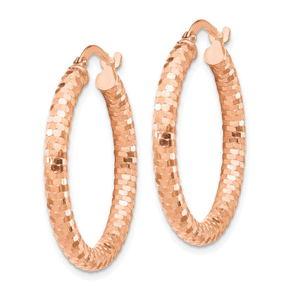 14K Roségold 3x27mm Diamantiert Creolen