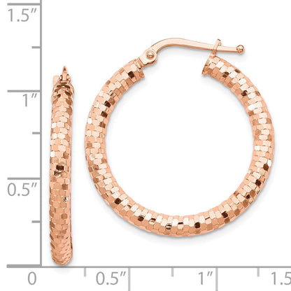 14K Roségold 3x27mm Diamantiert Creolen