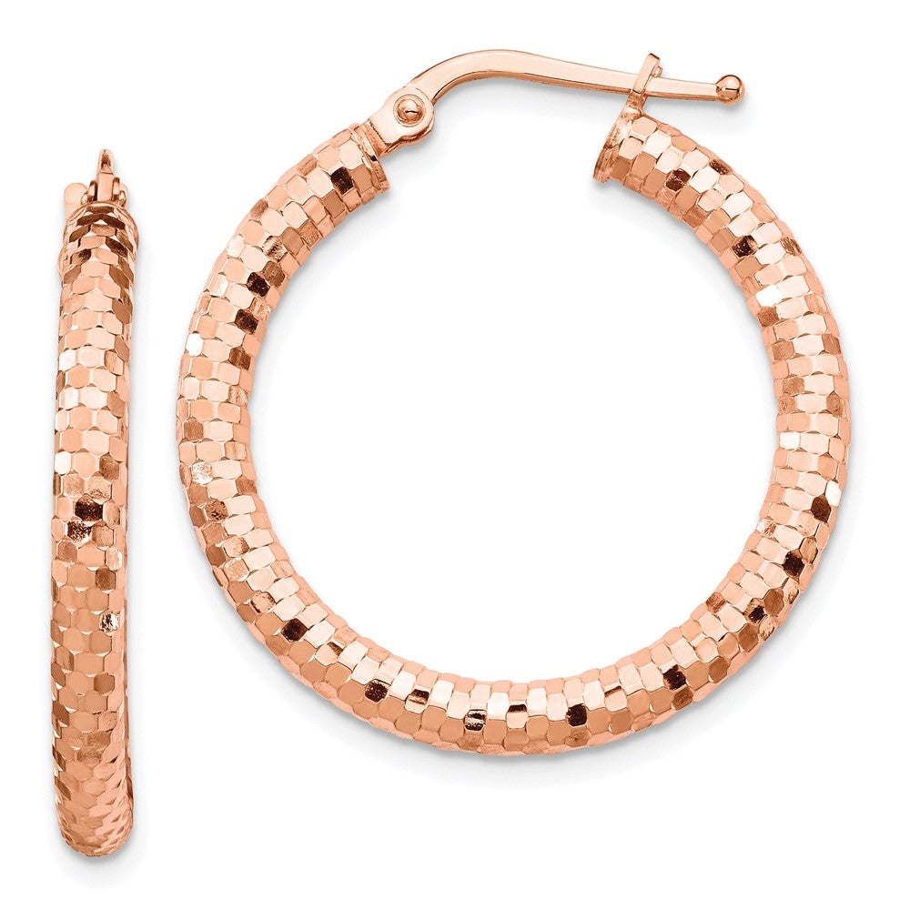 14K Roségold 3x27mm Diamantiert Creolen