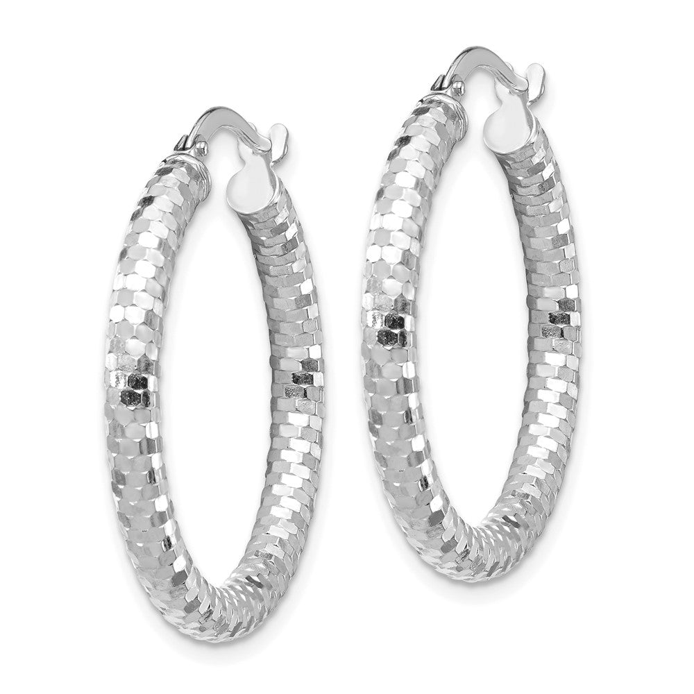 14K Weißgold 3x27mm Diamantiert Creolen