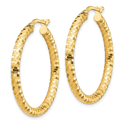 14K Gelbgold 3x32mm Diamantiert Creolen