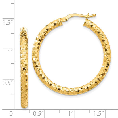 14K Gelbgold 3x32mm Diamantiert Creolen