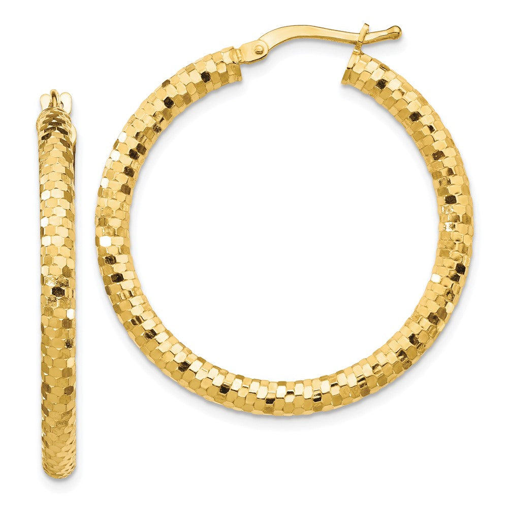 14K Gelbgold 3x32mm Diamantiert Creolen