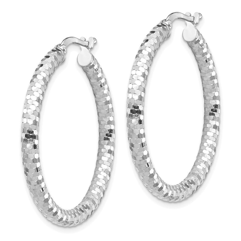 14K Weißgold 3x32mm Diamantiert Creolen