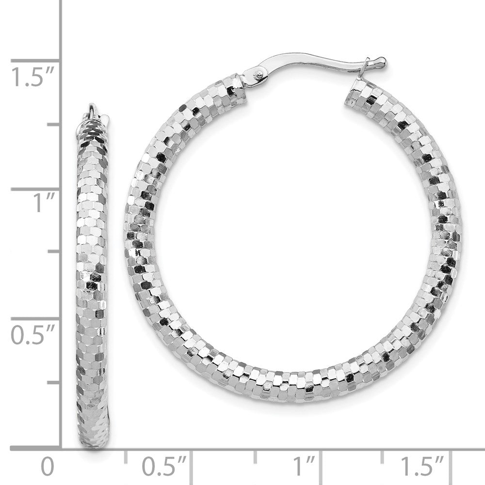 14K Weißgold 3x32mm Diamantiert Creolen
