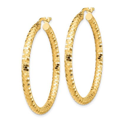 14K Gelbgold 3x38mm Diamantiert Creolen