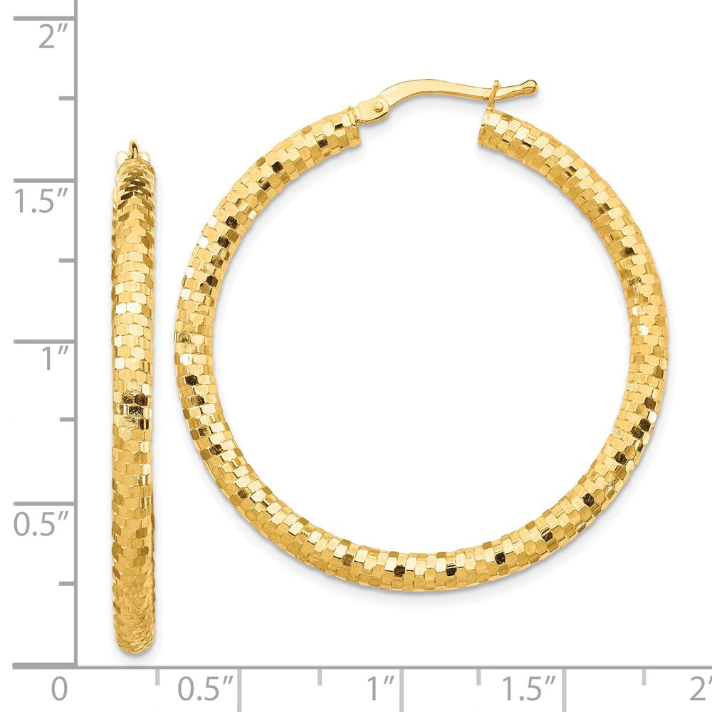 14K Gelbgold 3x38mm Diamantiert Creolen